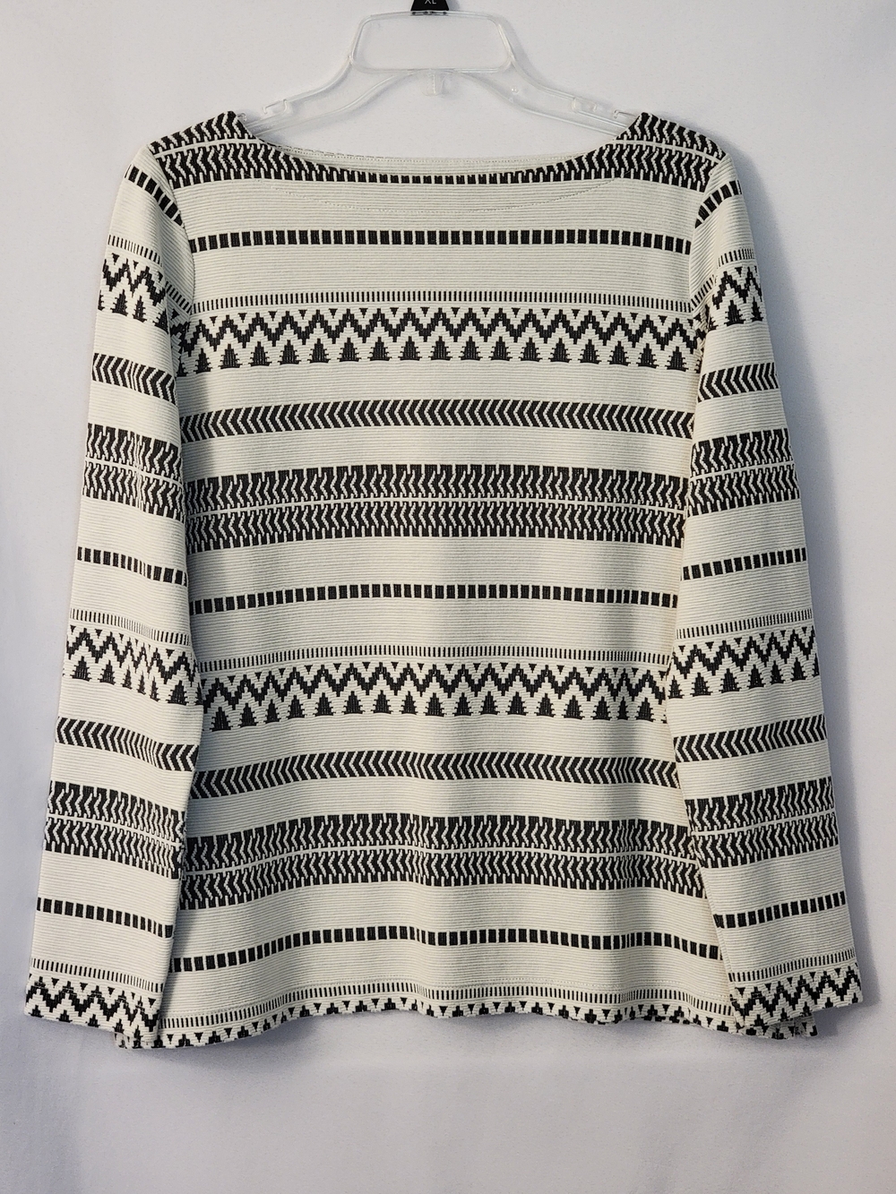 J. Jill Boatneck Jacquard Geometric Patterned Top Size M